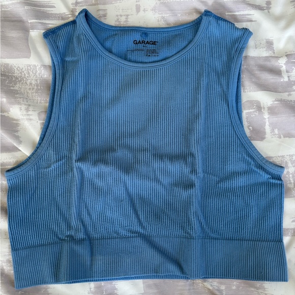Garage Blue Cropped Tank Top - Picture 1 of 2